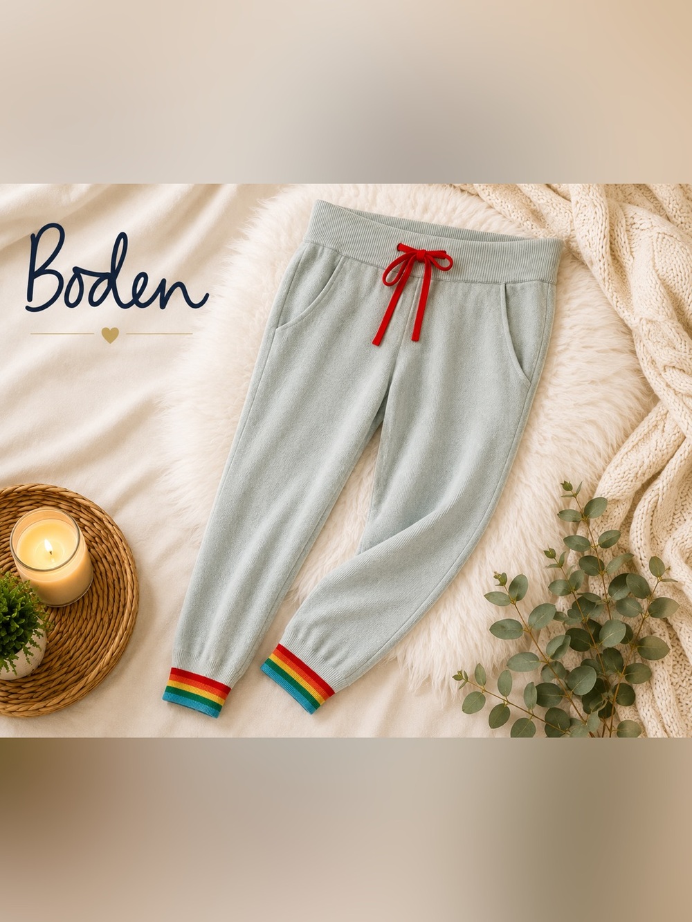 Boden Wool Blend Jogger Pants Sz 6 Rainbow Cuff